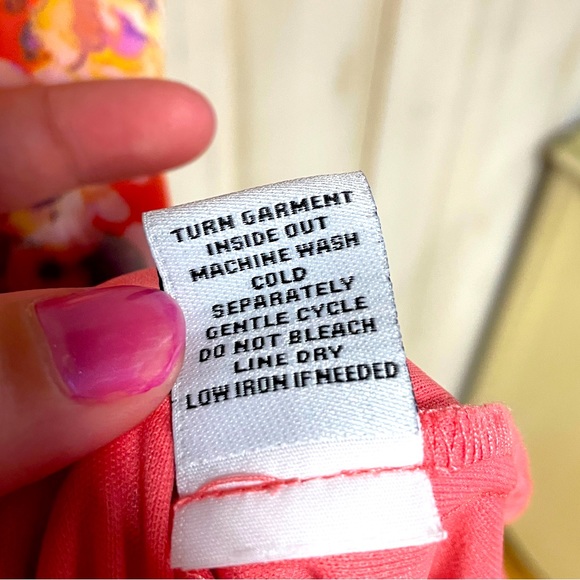 Emma & Michele Orange Yellow Teal Floral V Neck Ruffle Tie Back Dress Sz 3X - Picture 4 of 5